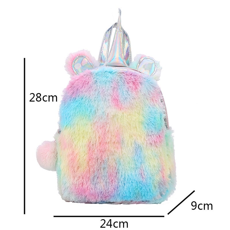 Fluffy Unicorn Fur Back Bag