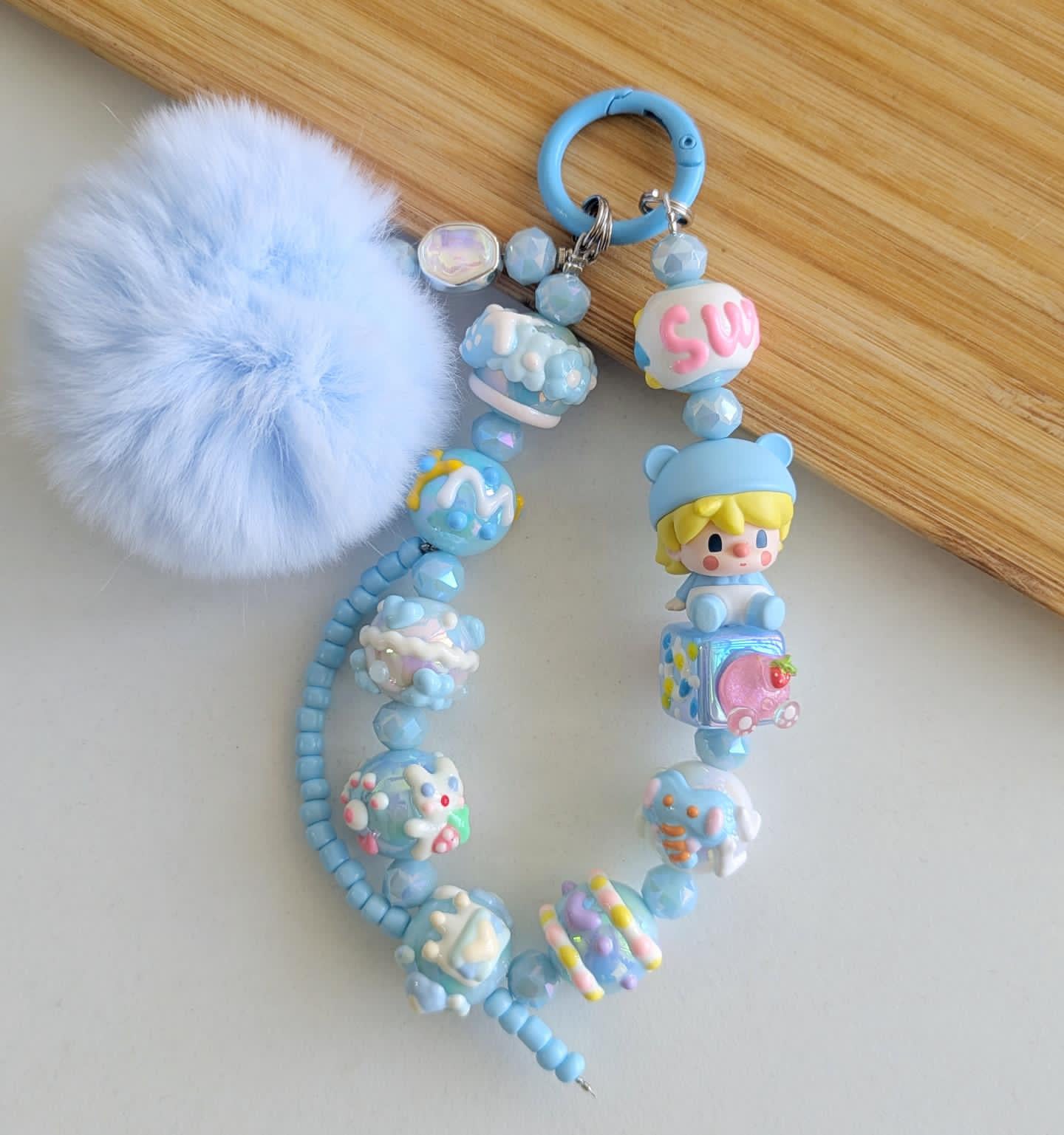 PopMart X PopBean - Blue Sweet Bean Figure - Handmade Charm Key/Phone Chain – Official Charm