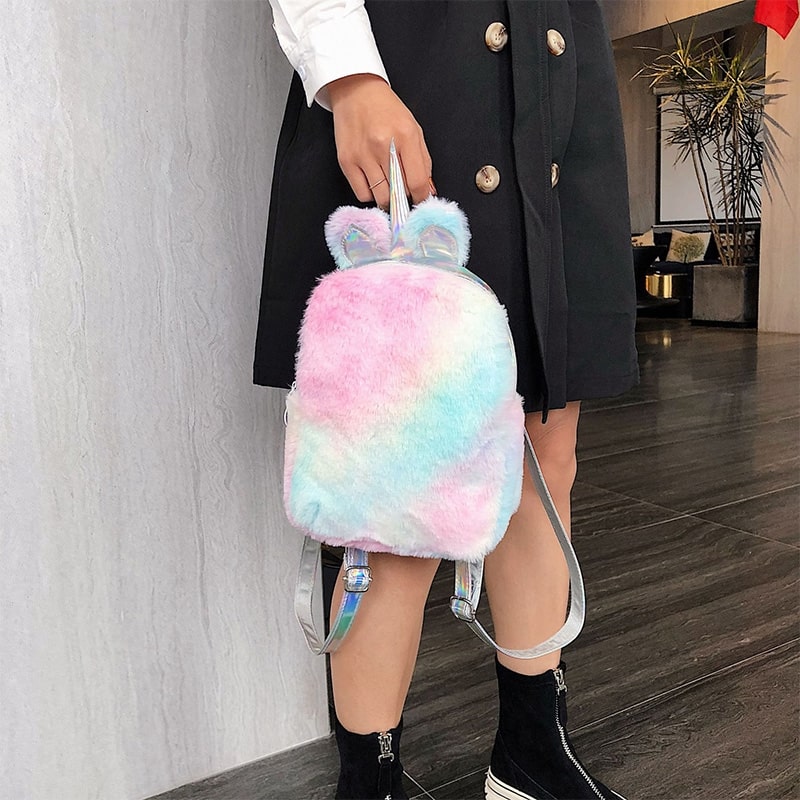 Fluffy Unicorn Fur Back Bag