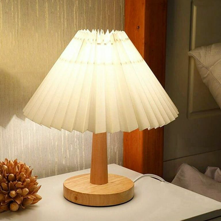 Pleated Lamp with Wood Base - Wired