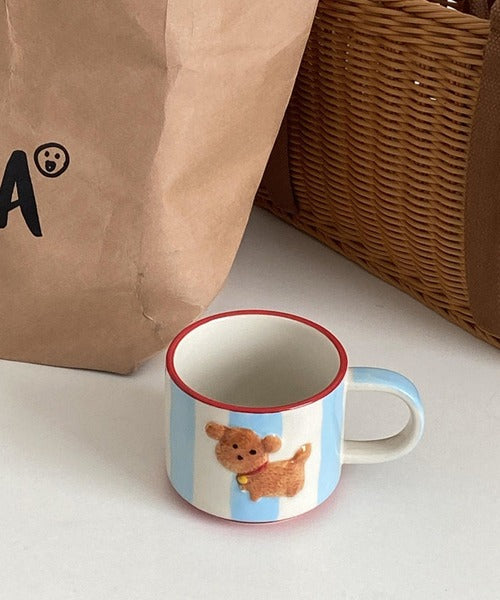 Cute Puppy Porcelain Mug 300ml Capacity Hand-painted Ceramic Mug