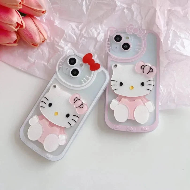 Hello kitty 3D Cat Makeup Mirror IPhone Case