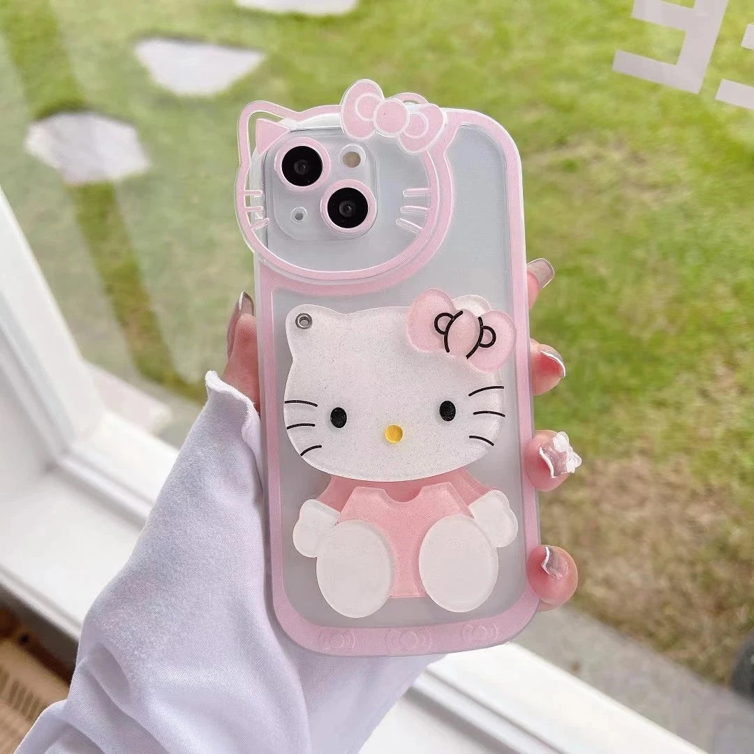 Hello kitty 3D Cat Makeup Mirror IPhone Case
