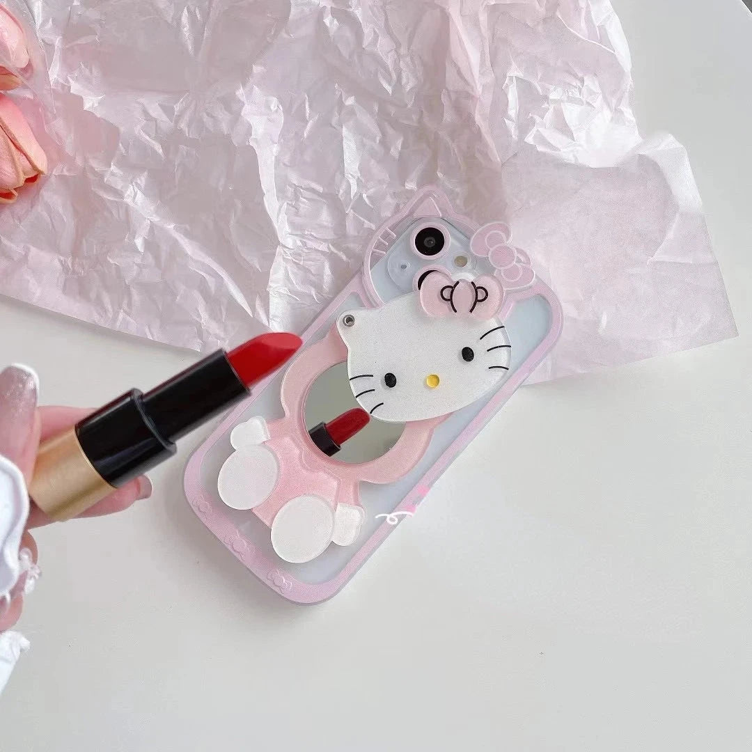 Hello kitty 3D Cat Makeup Mirror IPhone Case