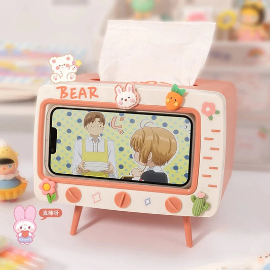Kawaii TV Tissue Box Phone Holder