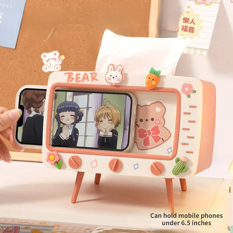 Kawaii TV Tissue Box Phone Holder