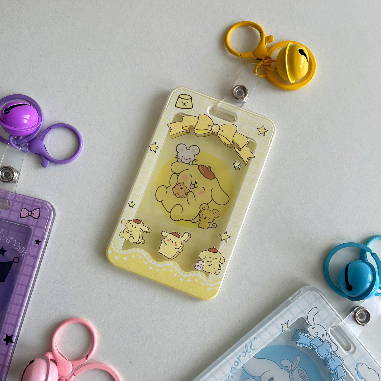 Kawaii Sanrio ID & Photo Card Holders with Bell Keychains
