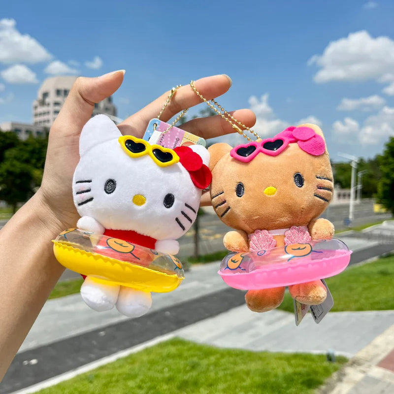 Sanrio Hello Kitty Swimming Ring Plush Keychain - Official