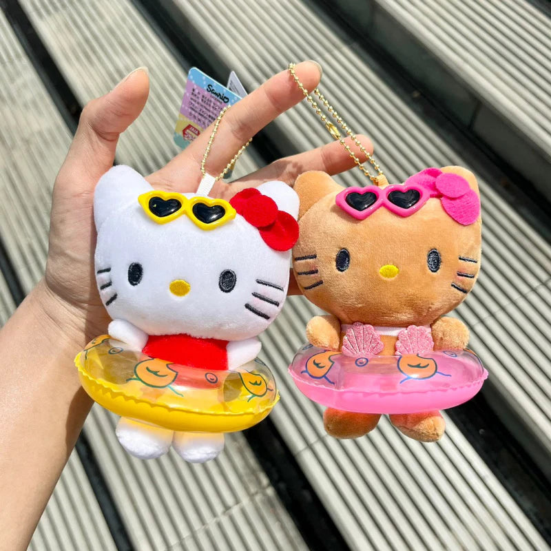 Sanrio Hello Kitty Swimming Ring Plush Keychain - Official