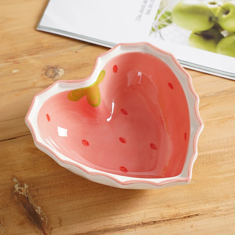 Pinterest Ceramic Heart Shaped Strawberry Meal Set (Set of 3)