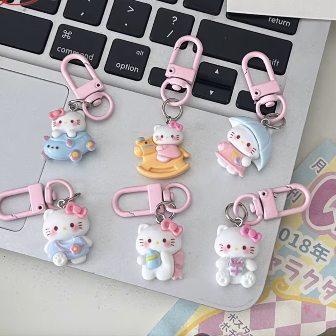 Kawaii Sanrio Hello Kitty Resin Pendant Keychain