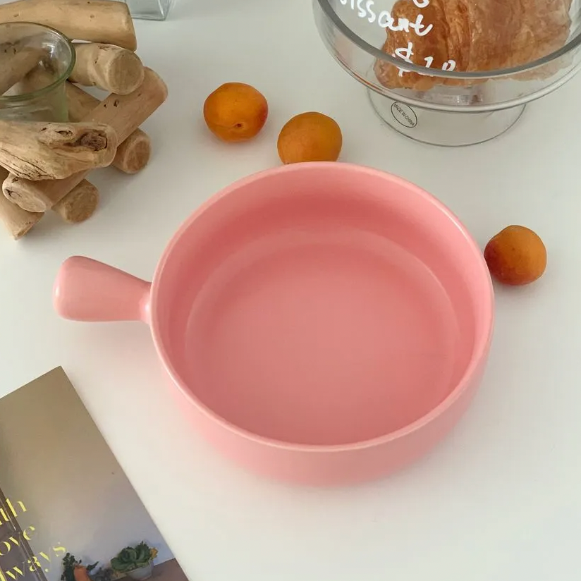 Morning Meadow Ceramic Bowl with Handle - Matte Finish