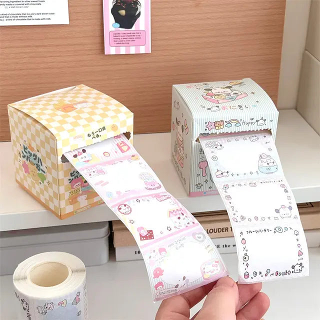 Pastel Memo/Sticky Note Paper Roll Box