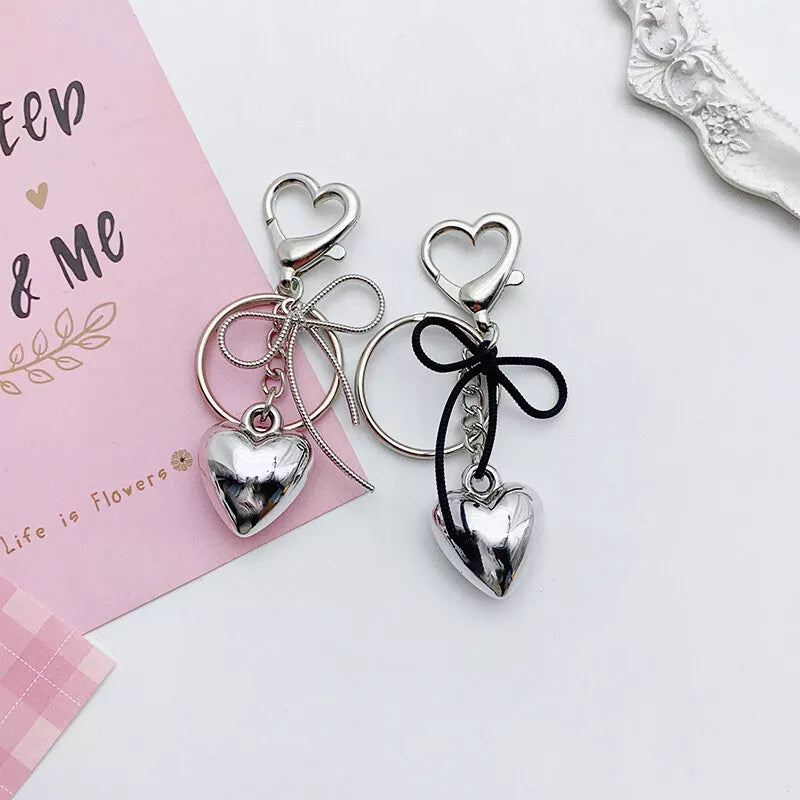 Bowknot Heart Pendant Keychain
