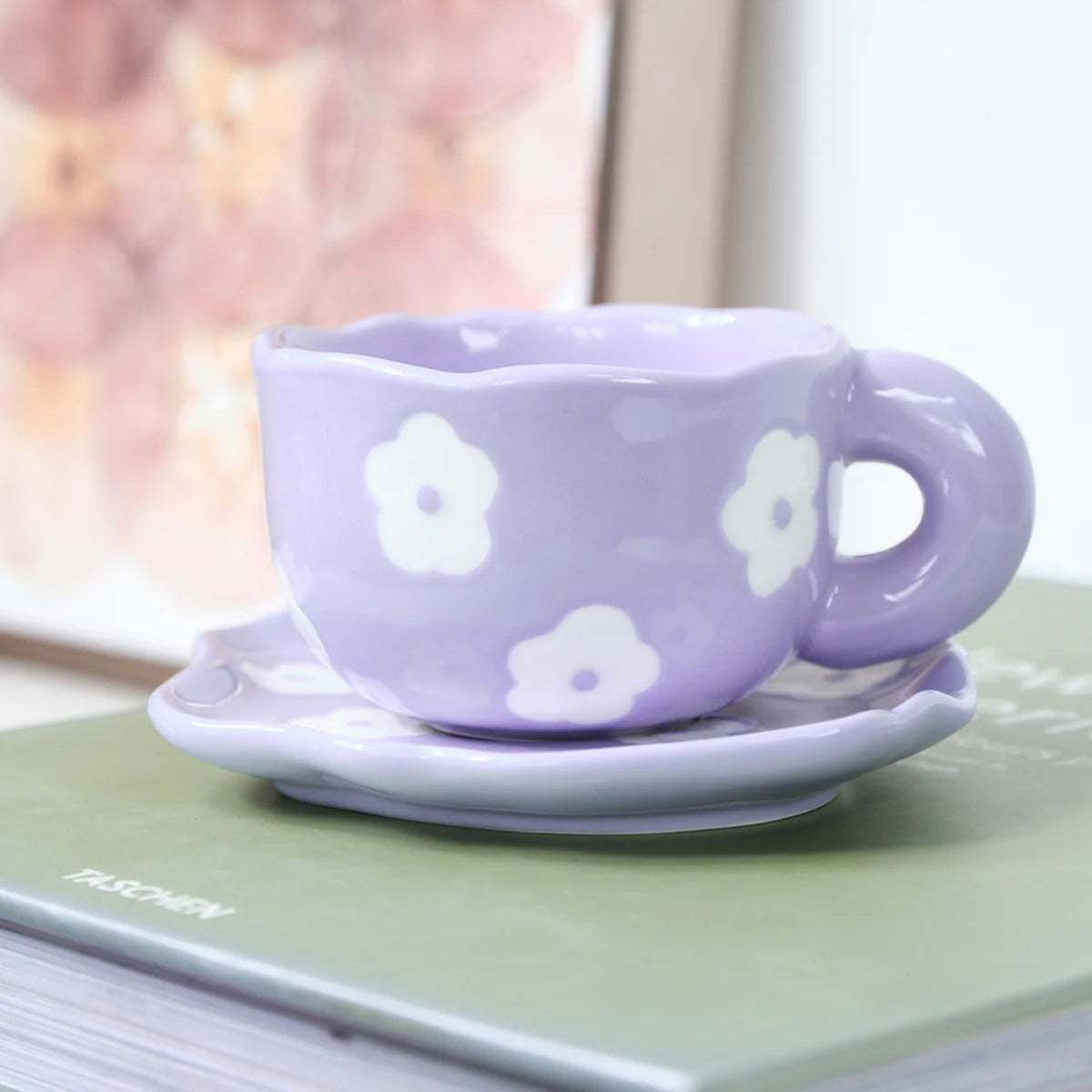 Pinterest Purple Ceramic Mug with Saucer