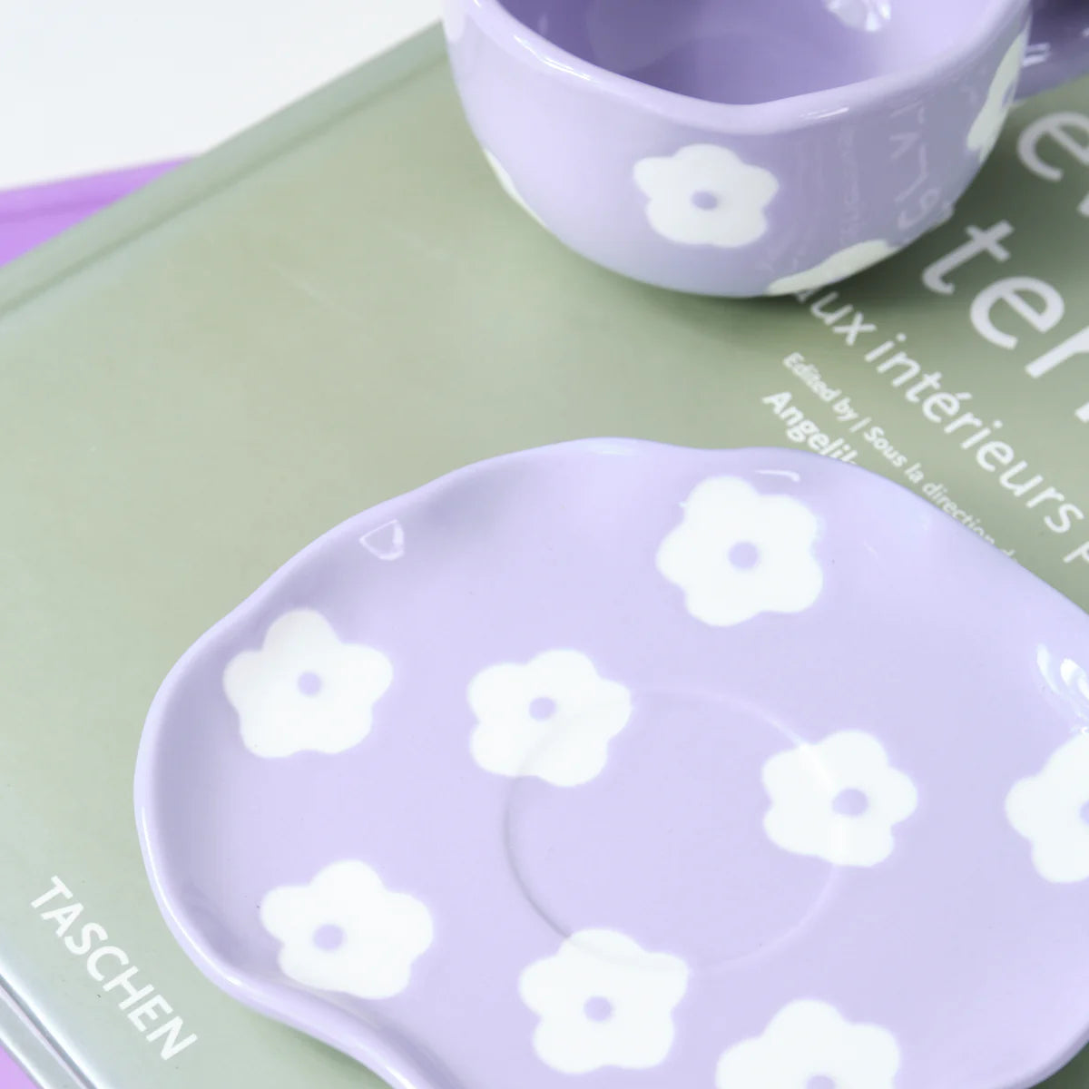 Pinterest Purple Ceramic Mug with Saucer