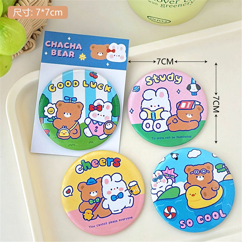 kawaii Cartoon Pattern Round Mirror