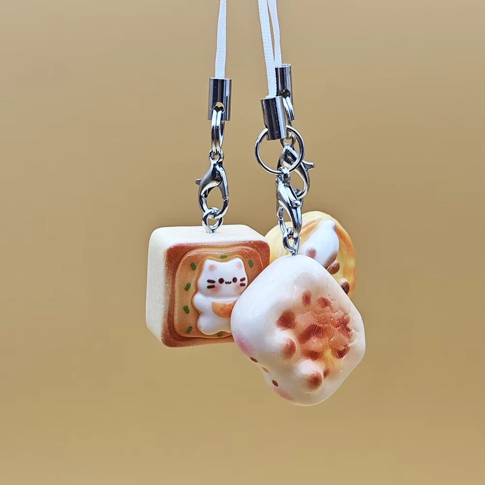 Japanese Kawaii Kitten Toast Charm Chain