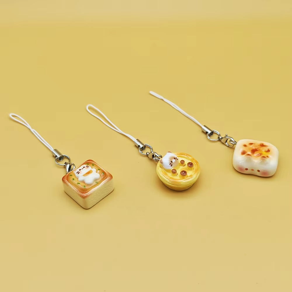 Japanese Kawaii Kitten Toast Charm Chain