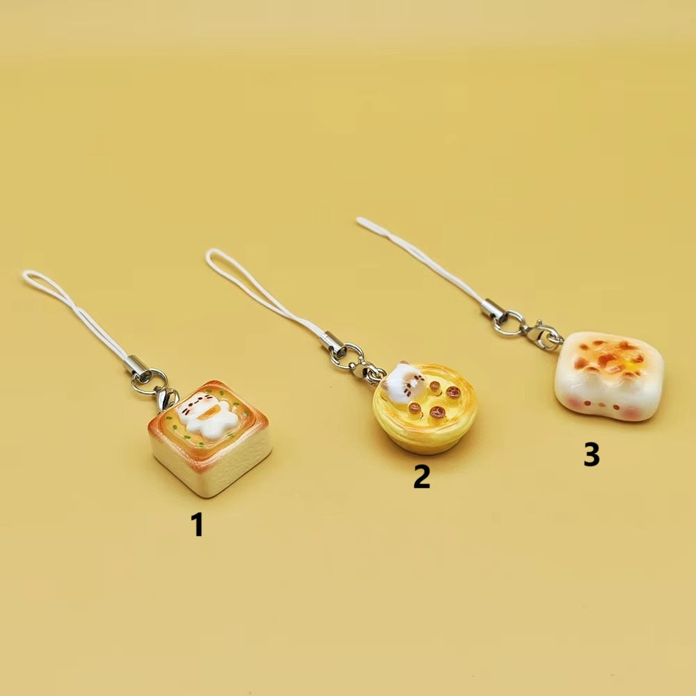 Japanese Kawaii Kitten Toast Charm Chain