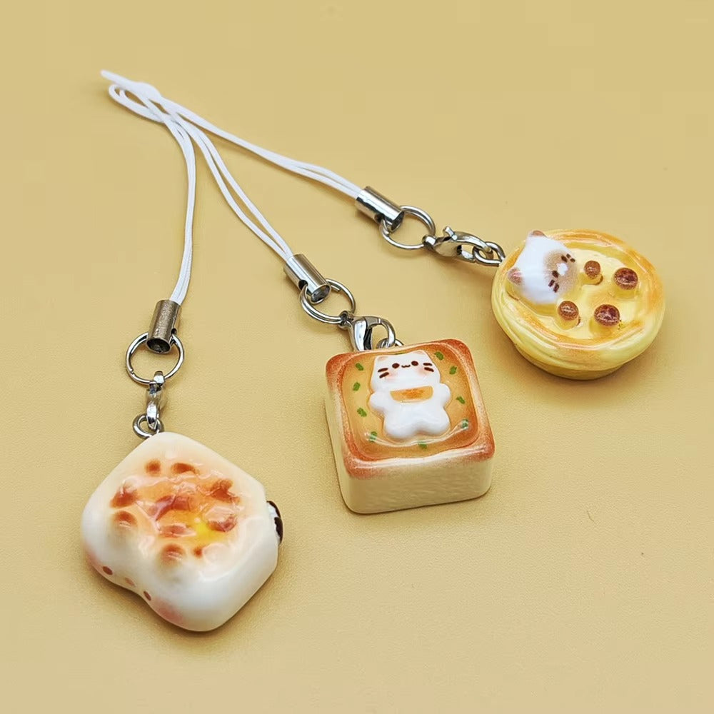 Japanese Kawaii Kitten Toast Charm Chain