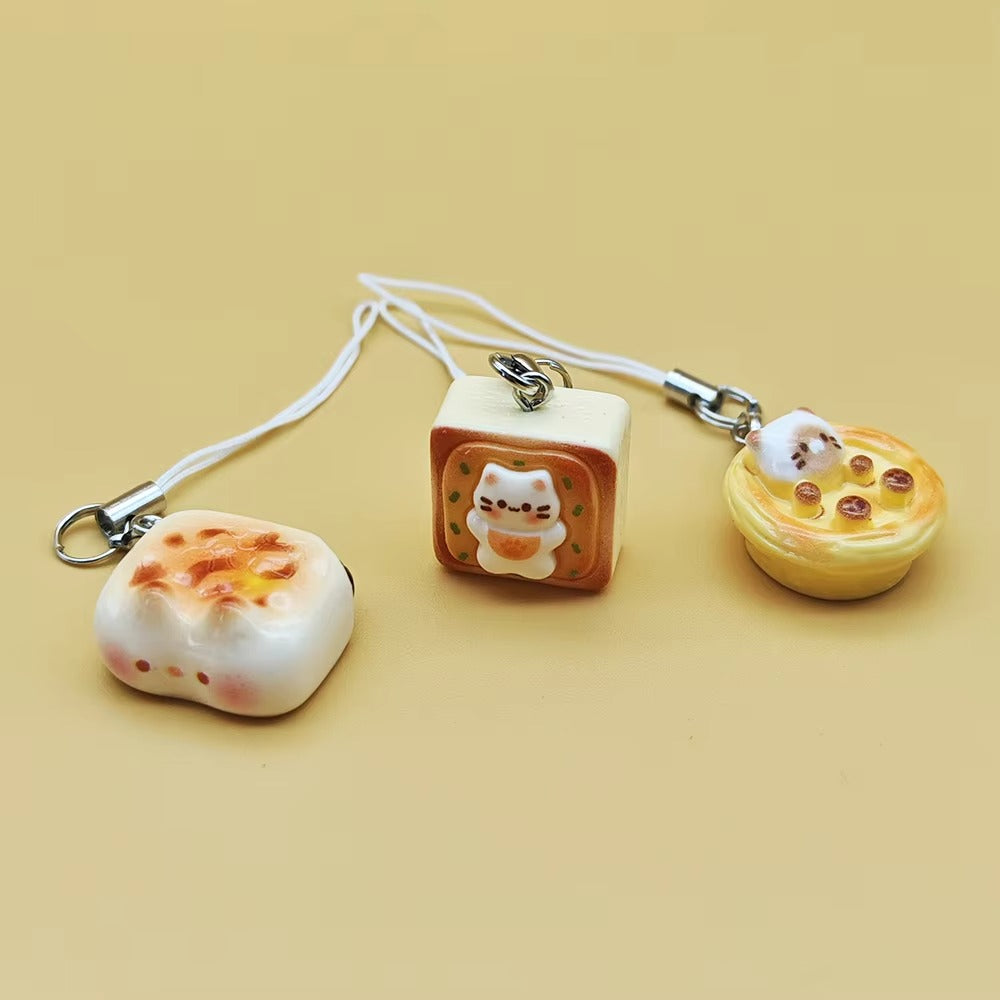 Japanese Kawaii Kitten Toast Charm Chain