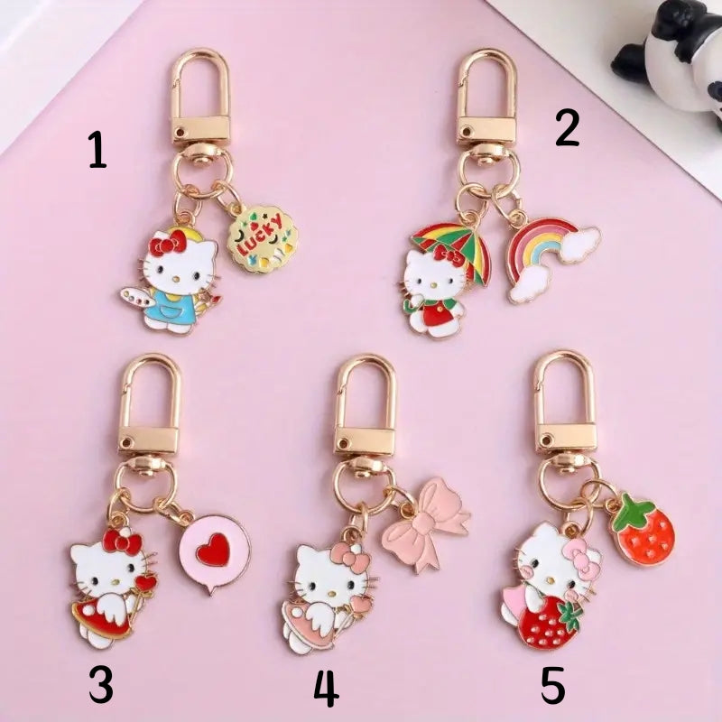 Kawaii Cartoon Kitty Metal Keychain