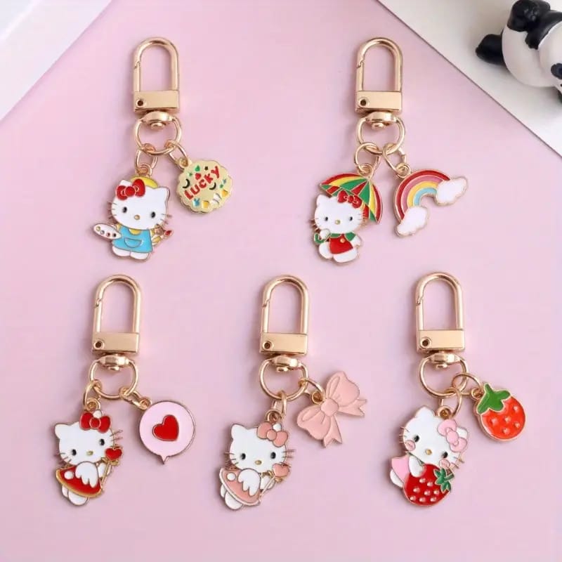 Kawaii Cartoon Kitty Metal Keychain