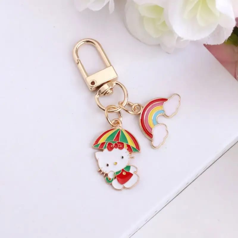 Kawaii Cartoon Kitty Metal Keychain