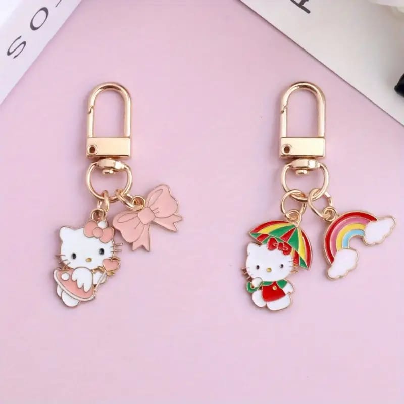 Kawaii Cartoon Kitty Metal Keychain