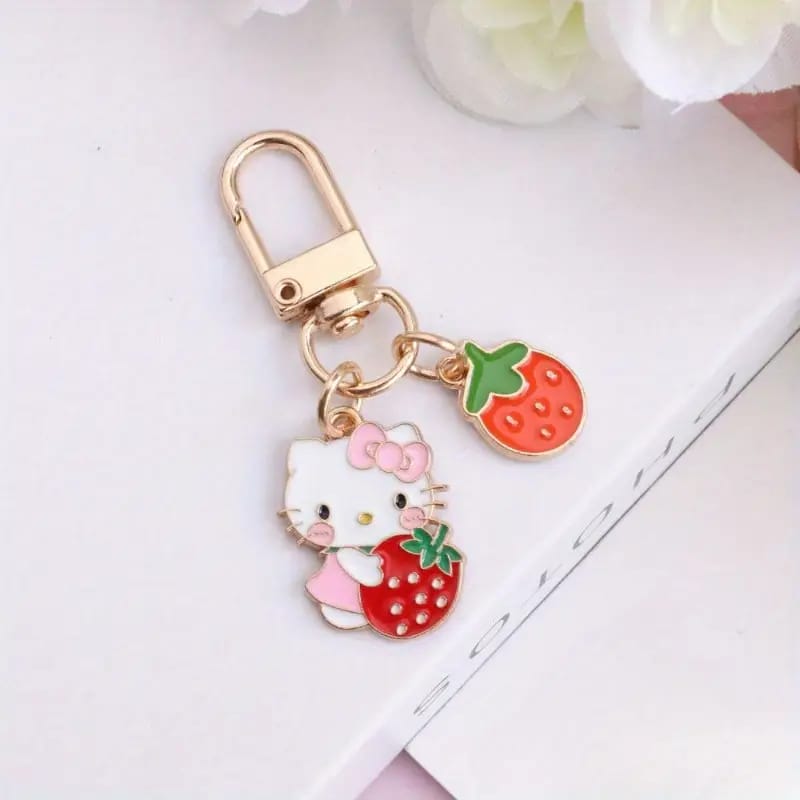 Kawaii Cartoon Kitty Metal Keychain
