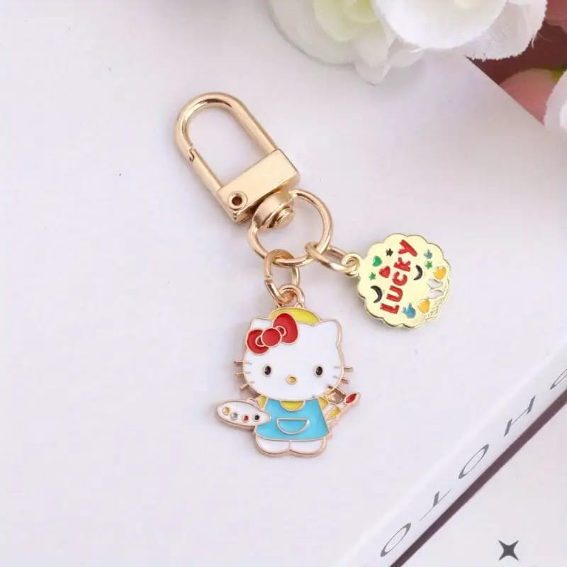 Kawaii Cartoon Kitty Metal Keychain