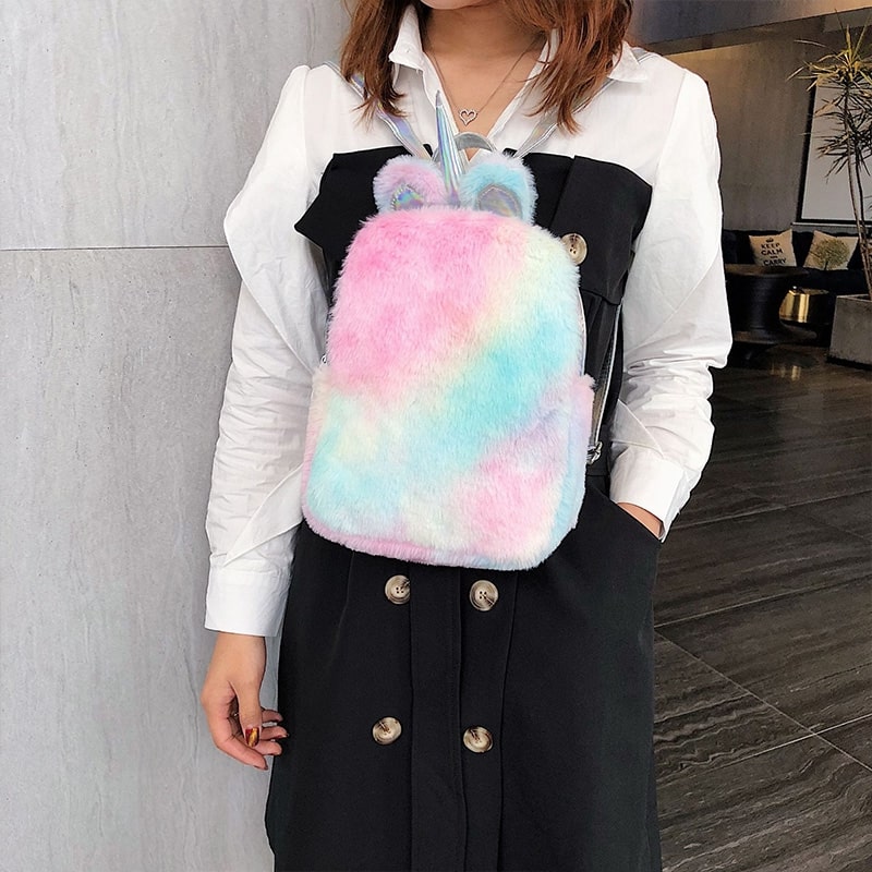 Fluffy Unicorn Fur Back Bag