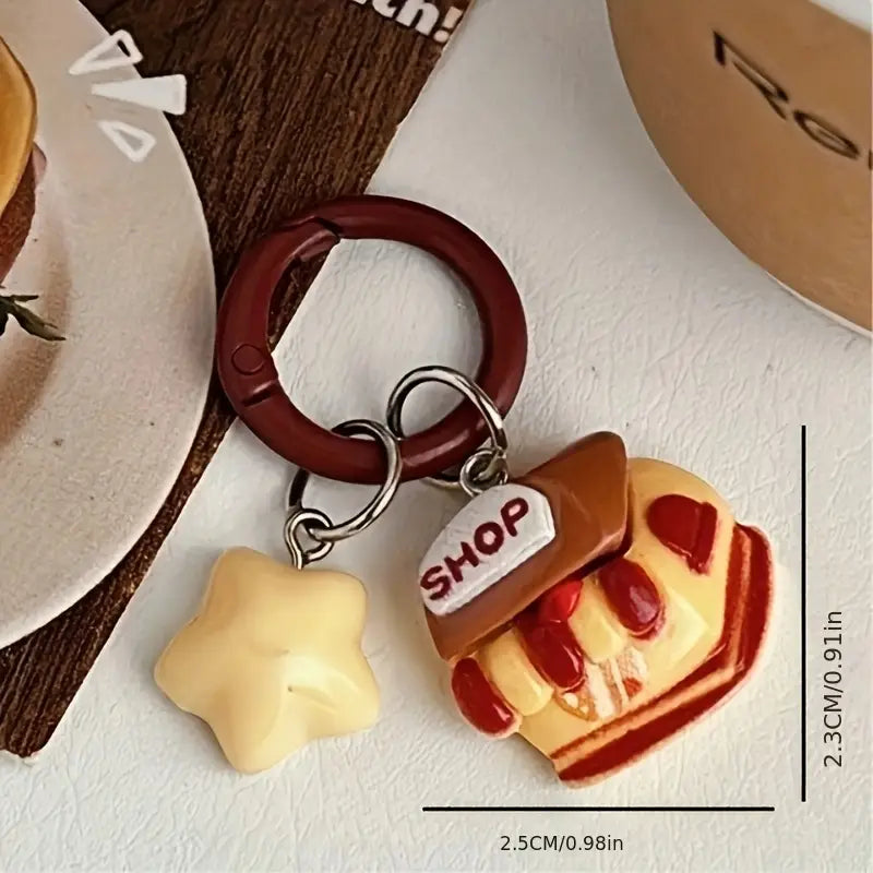 Kawaii Coffee Shop Star Keychain