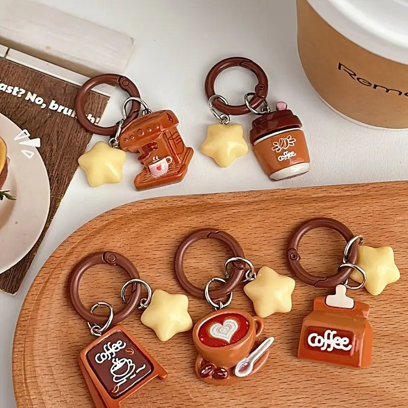 Kawaii Coffee Shop Star Keychain