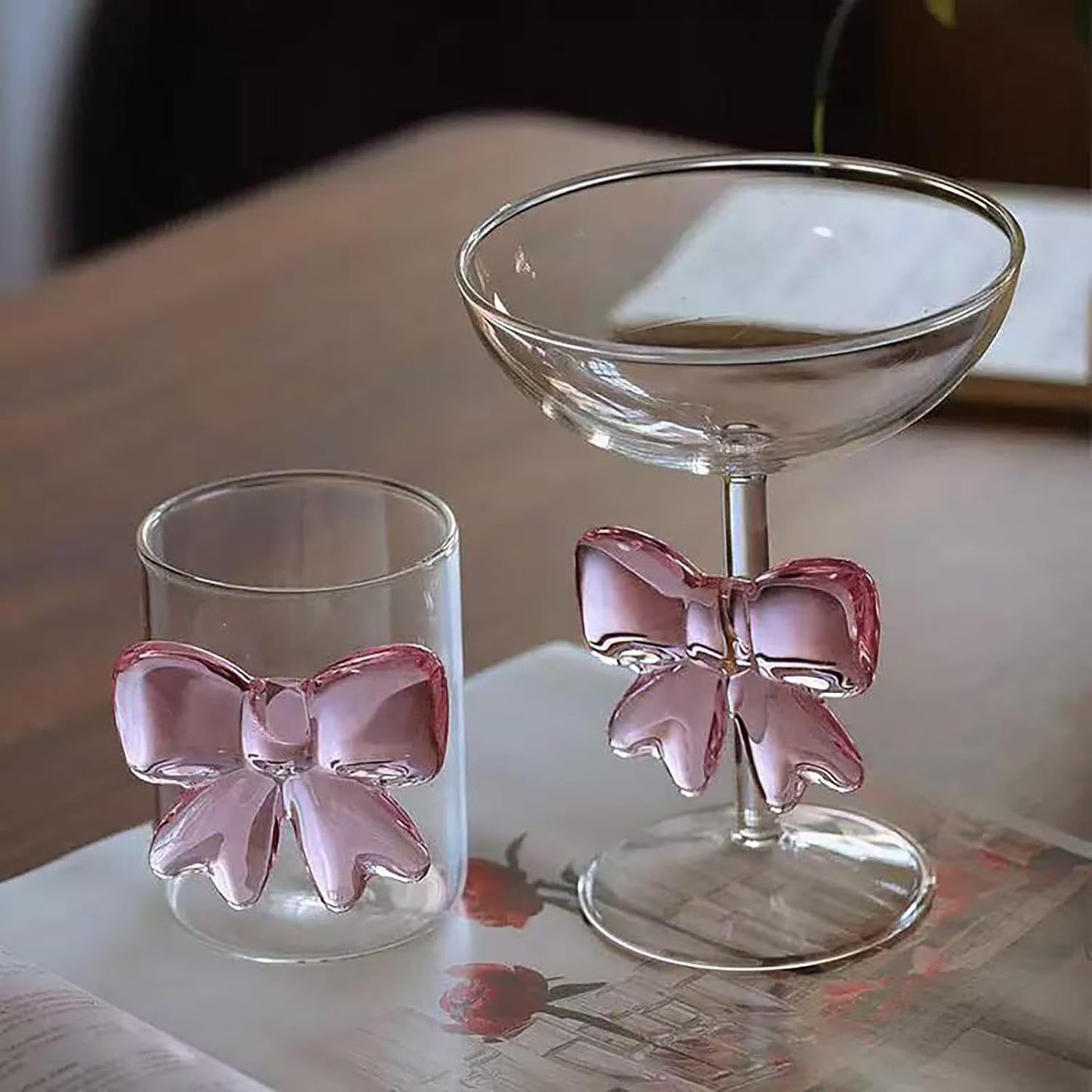 Pink Bow Glassware