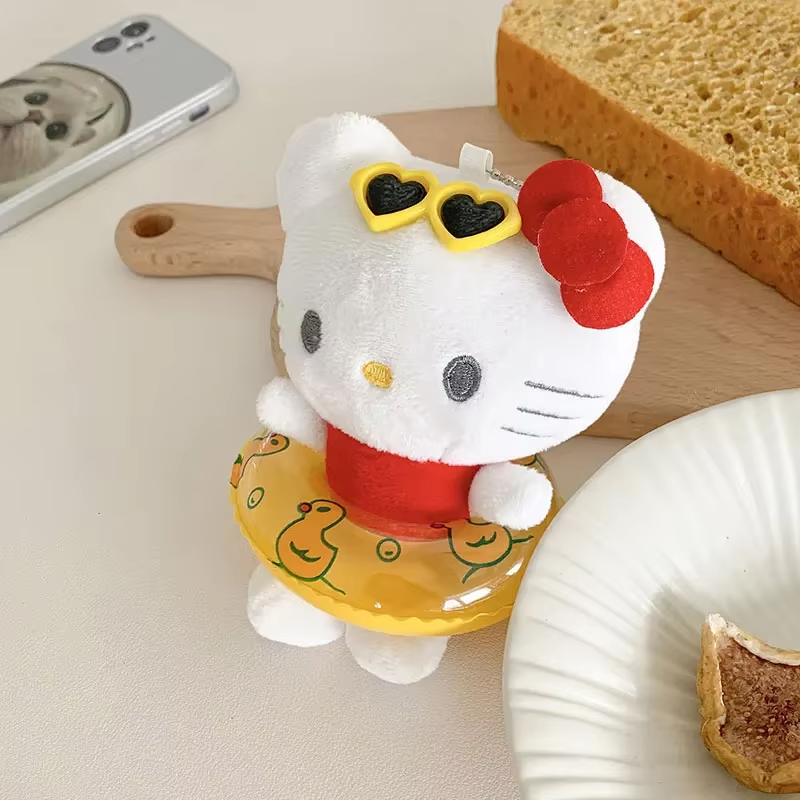 Sanrio Hello Kitty Swimming Ring Plush Keychain - Official