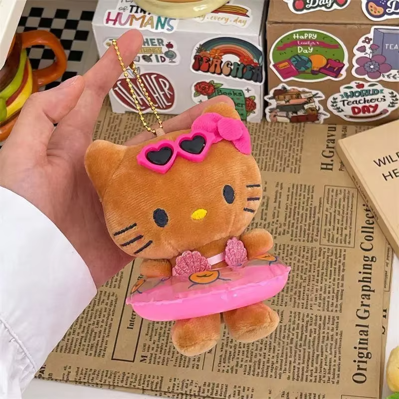 Sanrio Hello Kitty Swimming Ring Plush Keychain - Official