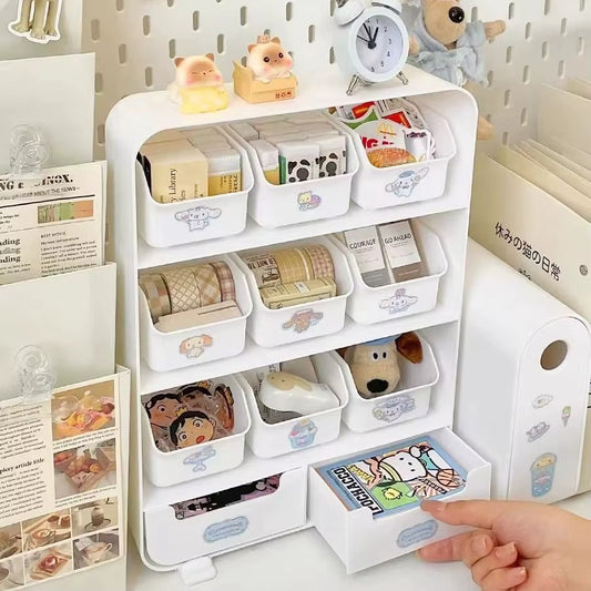 Kawaii Multi-Compartment Desktop Storage Shelf Organiser