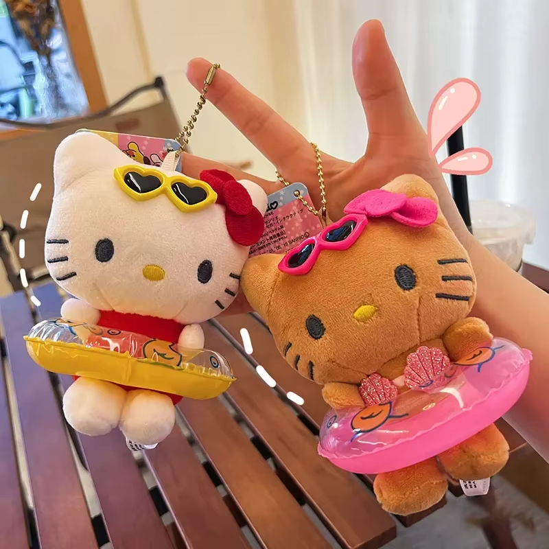 Sanrio Hello Kitty Swimming Ring Plush Keychain - Official