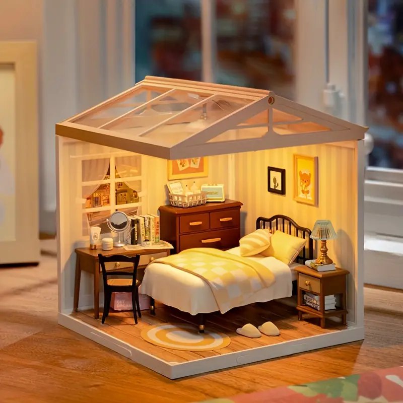 Miniature Korean Bedroom Dollhouse Kit with Roof-Preorder
