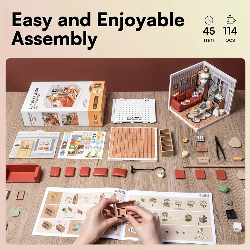 Cozy Living Room Miniature DIY Dollhouse