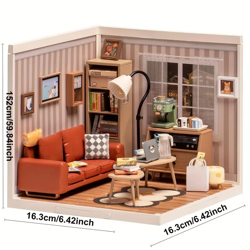 Cozy Living Room Miniature DIY Dollhouse