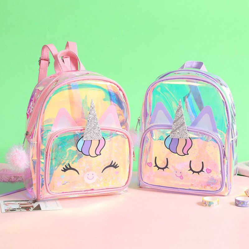 Holographic Unicorn Transparent Back Bag – Crazily Kawaii