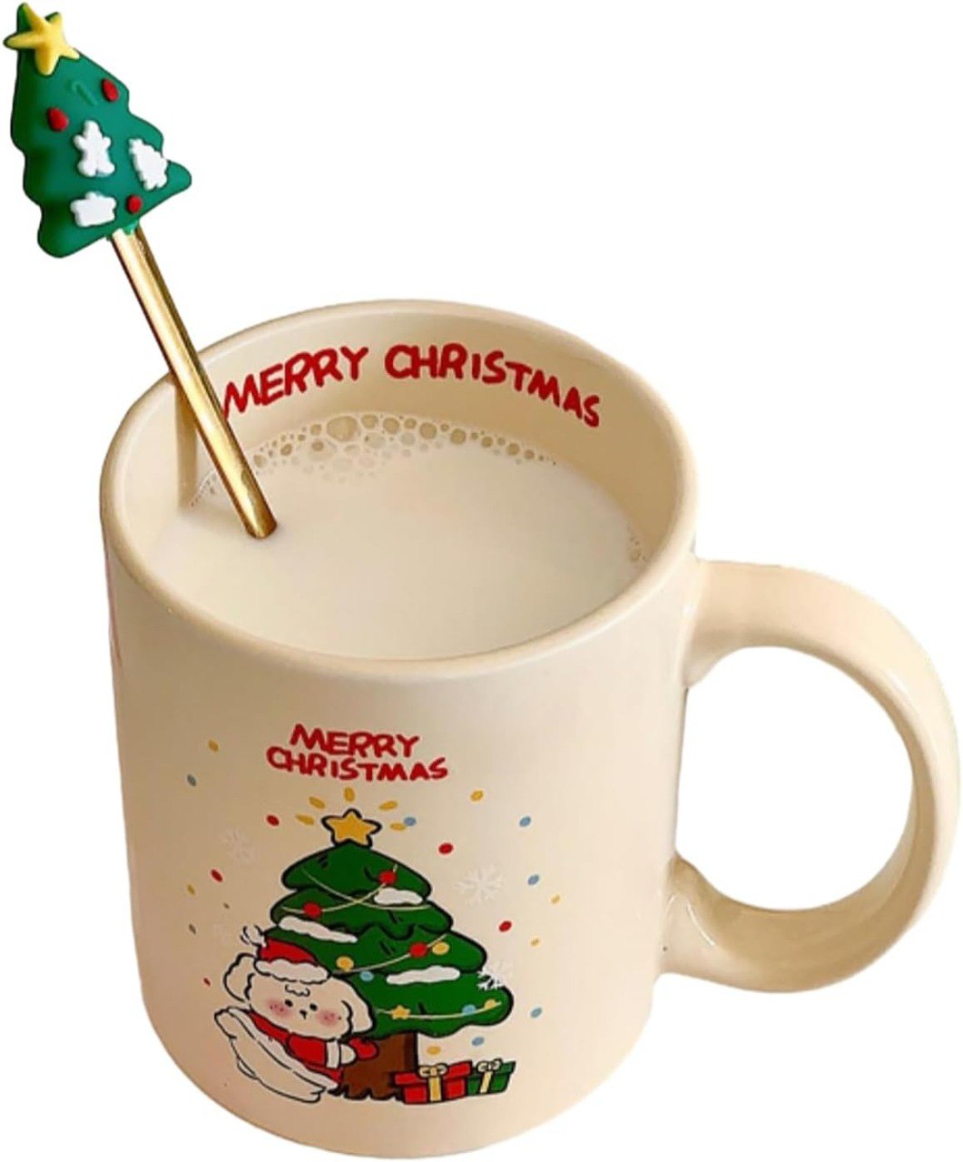 Christmas Rabbit Ceramic Mug with Spoon (Preorder Dispatch December 18)