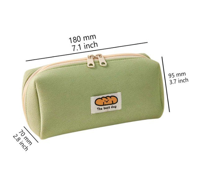 Corduroy Large Capacity Pencil Pouch - Yellow