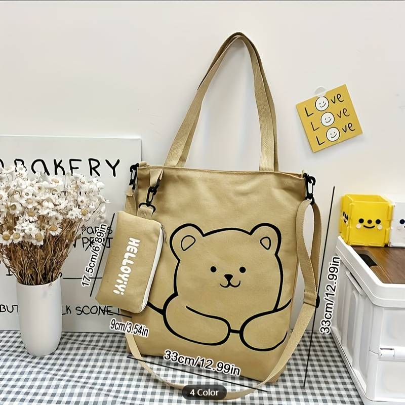Kawaii Bear Canvas Cotton Tote Bag