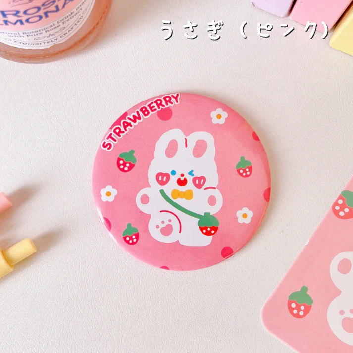 kawaii Cartoon Pattern Round Mirror
