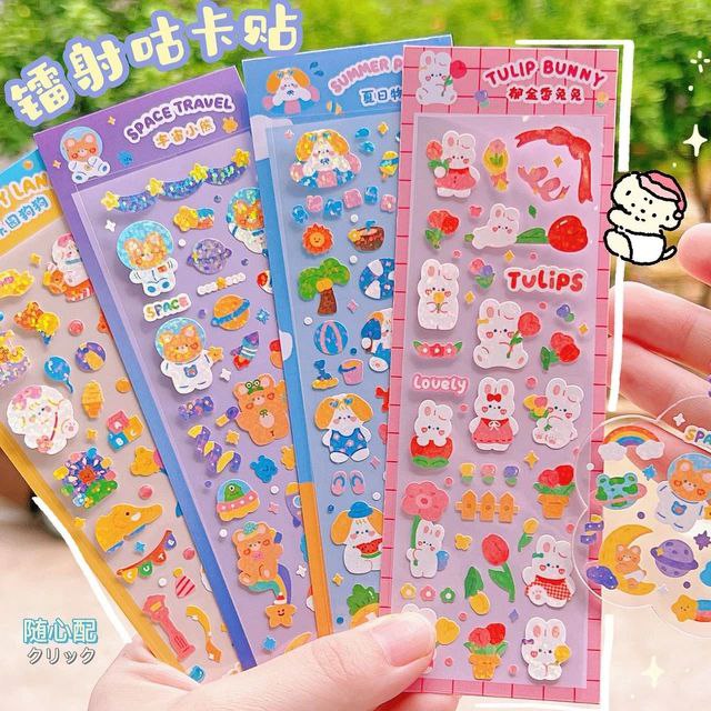 Kawaii Cartoon Laser Shining PVC Stickers