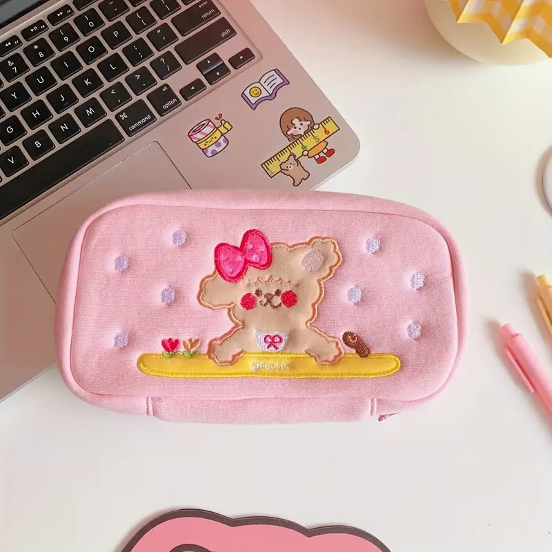 Kawaii Embroidery Large Soft Pouch
